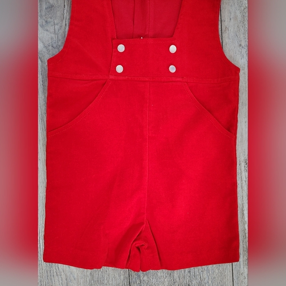 Tiny Tots Originals Vintage Toddler Red Velvet Romper - Picture 2 of 6
